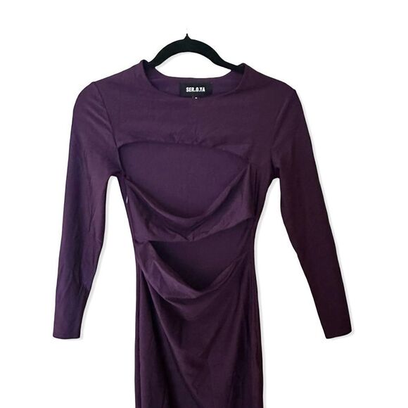 NWT SER.O.YA Kepla eggplant midi Dress cut out bodycon Retrofete Sz M - Picture 8 of 12